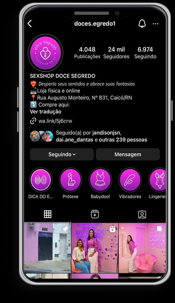 Perfil do Instagram de uma empresa cliente antes de aplicar o Manual