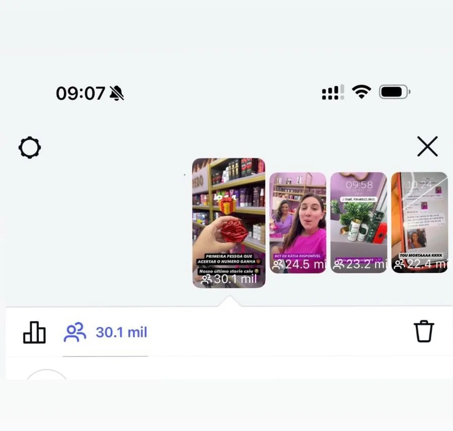 Print das métricas de um story com mais de 30 mil visualizações